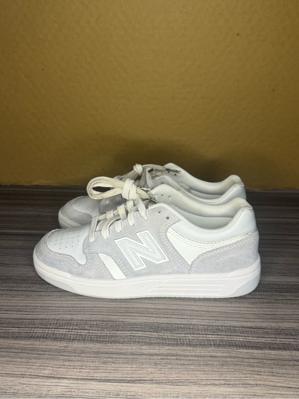 New Balance Kids' White and Light Gray Low-Top Sneakers